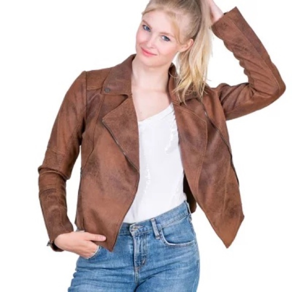 NWT Marrakech Distressed Suede Zoe Moto Jacket